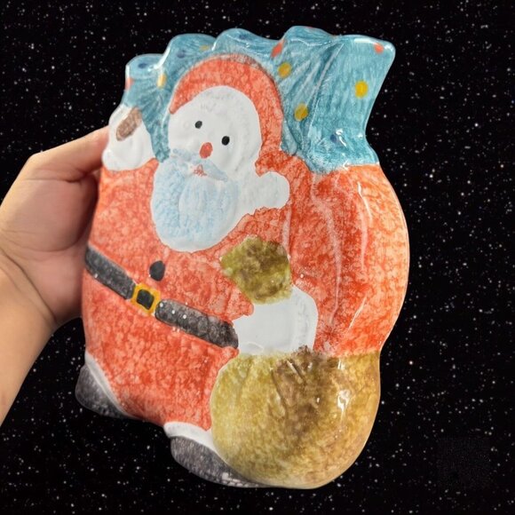Italian Pottery ITALICA ARS Santa Claus Christmas Resting Wall Hanging Plaque - Picture 12 of 13